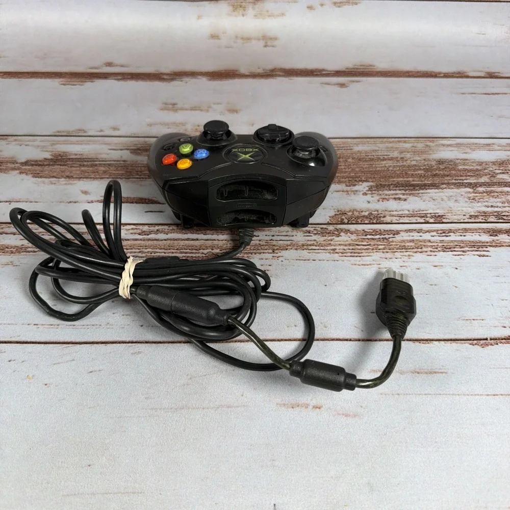 Original Xbox OEM S Type Controller Black Cable Missing USB Breakaway Dongle